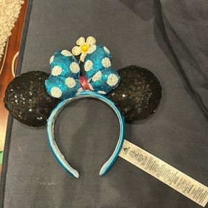 Blue Minnie Disney Ears with Flower